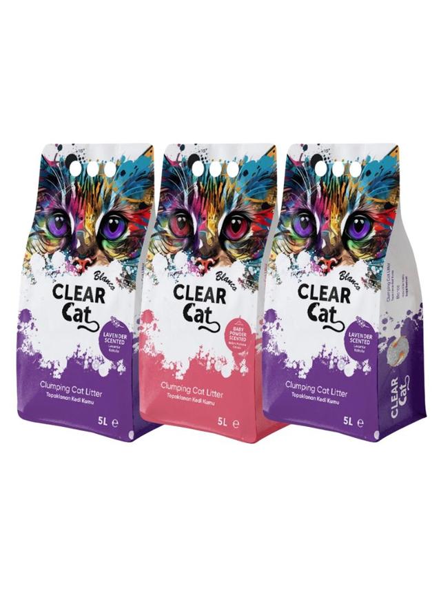 Clear Cat Blanco Baby Powder/Lawenda żwirek bentonitowy 3x5l