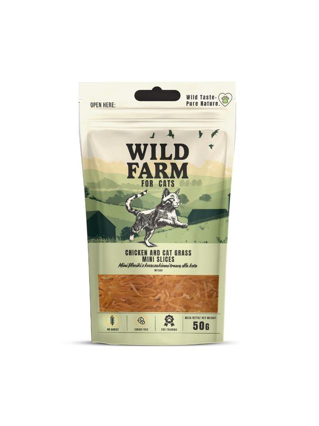WILD FARM Fileciki z kurczakiem i trawą dla kota 50g przysmak dla kota