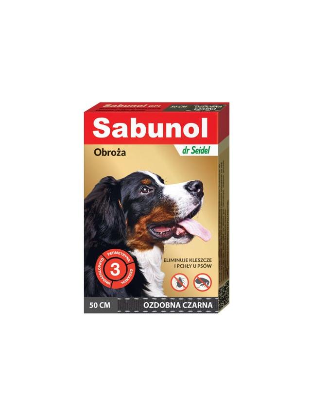Sabunol - ozdobna czarna obroża przeciw pchłom i kleszczom dla psa 50 cm