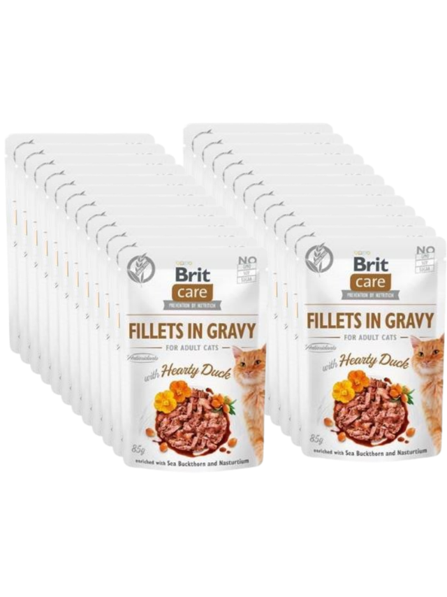 BRIT CARE Cat  Pouches Fillets in Gravy with Hearty Duck 24x85g