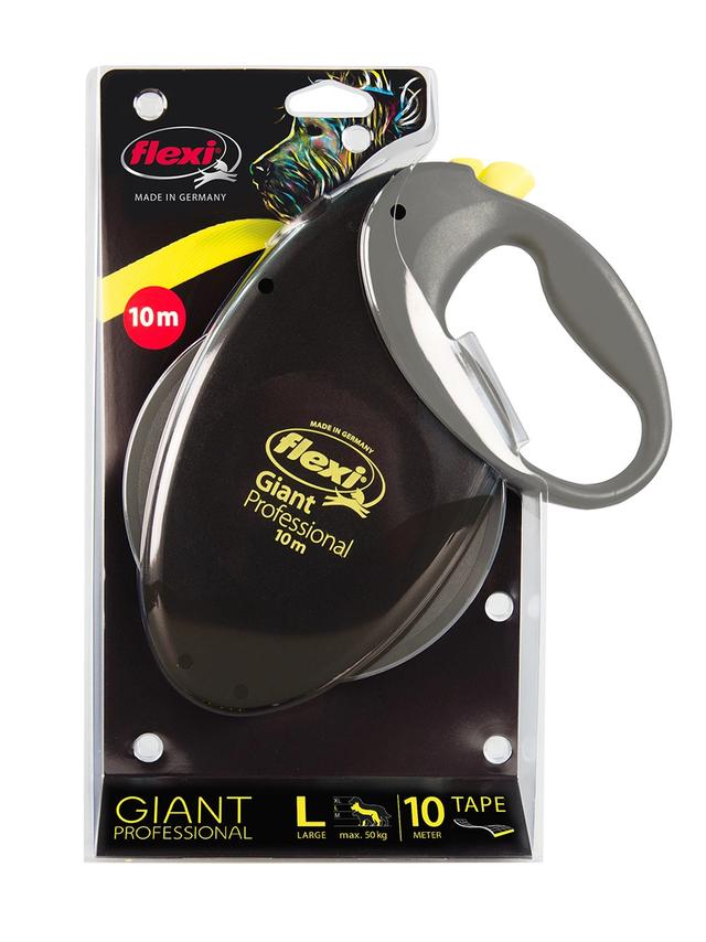 FLEXI smycz oryginalna Professional Giant L taśma 10m dla dużych silnych psów do 50 kg - czarna