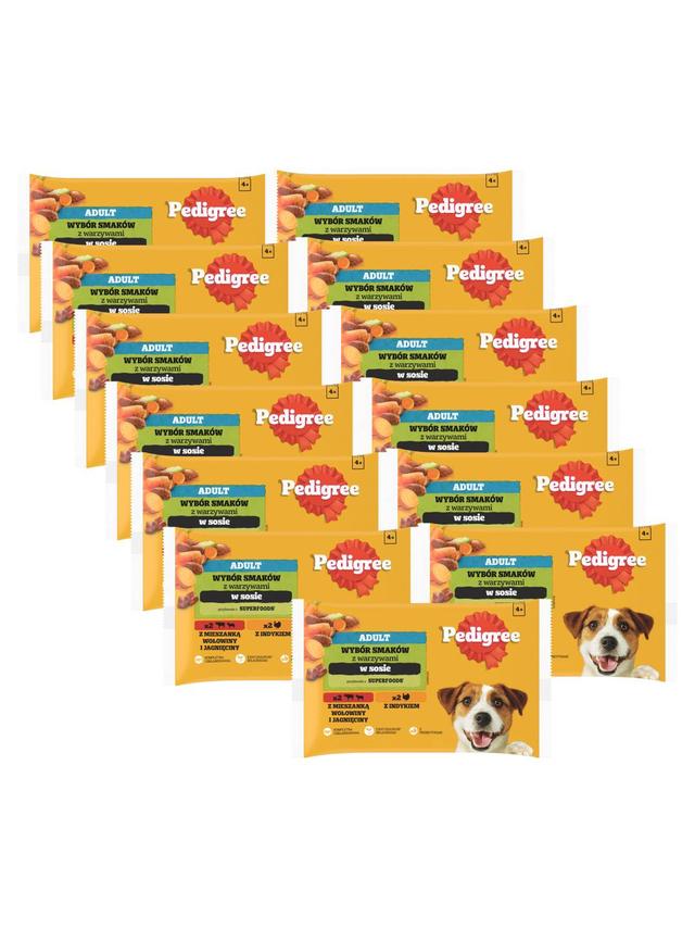 PEDIGREE Adult saszetka 13x(4x100g) - Wybór Smaków z Marchewką w Sosie, mokra karma pełnoporcjowa dla dorosłych psów (kawałki bogate w mieszankę wołowiny i jagnięciny oraz kawałki bogate w indyka)