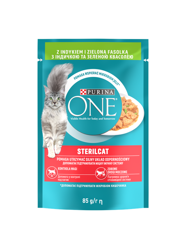 Purina One Sterilcat z indykiem i zieloną fasolką 85g