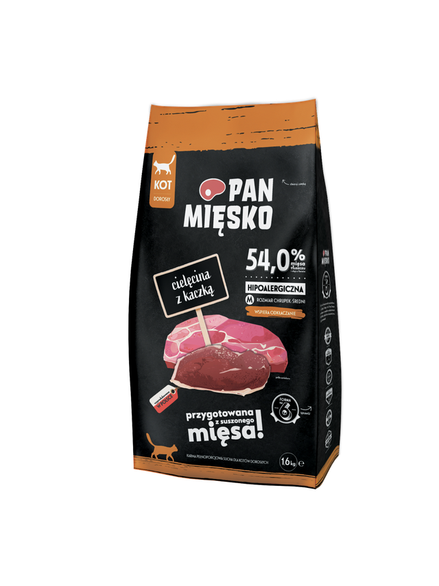 PAN MIĘSKO Cielęcina z kaczką M 1,6kg dla kota