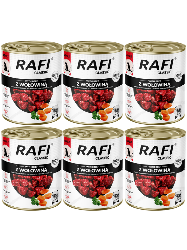 DOLINA NOTECI Mokra karma dla psa Rafi Classic z wołowiną 6x800g