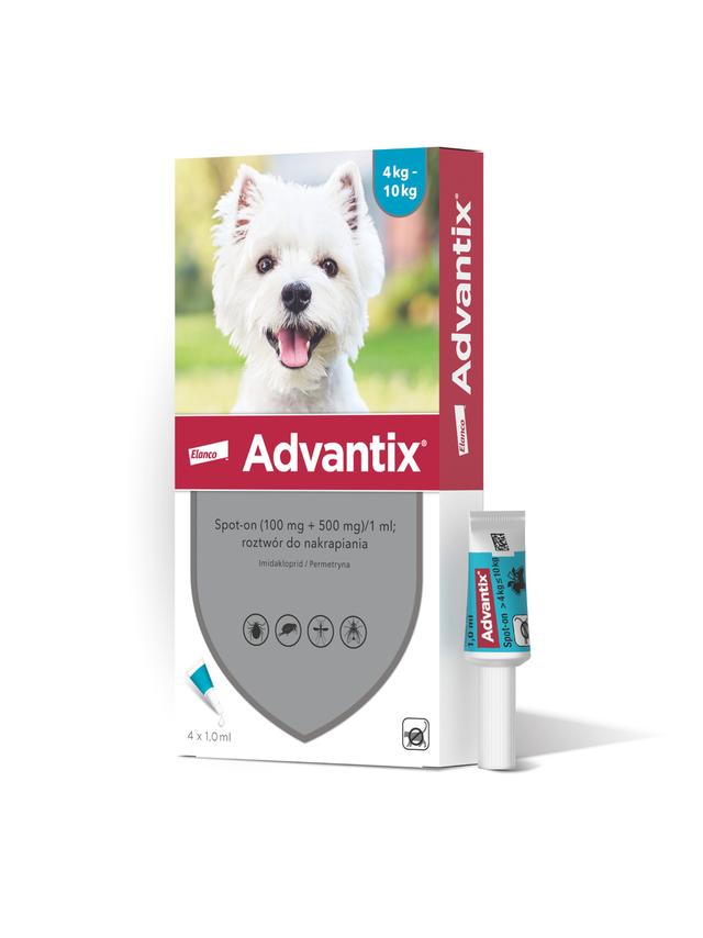 Advantix - dla psów 4-10kg (4 pipety x 1ml)