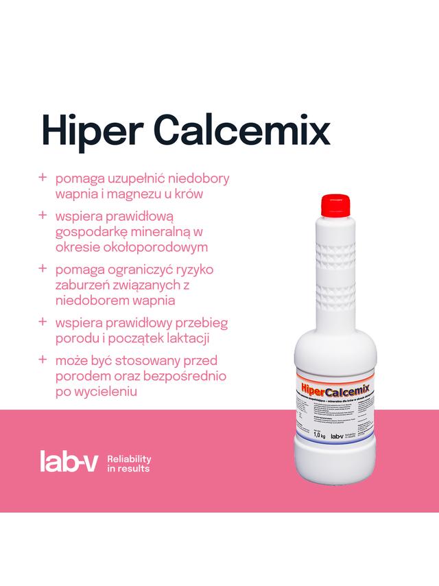 Lab-v Hiper Calcemix - Mieszanka Paszowa Uzupełniająco-mineralna Dla Krów W Okresie Okołoporodowym Zapobiegająca Wystąpieniu Niedoborów Wapnia i Magnezu 1kg