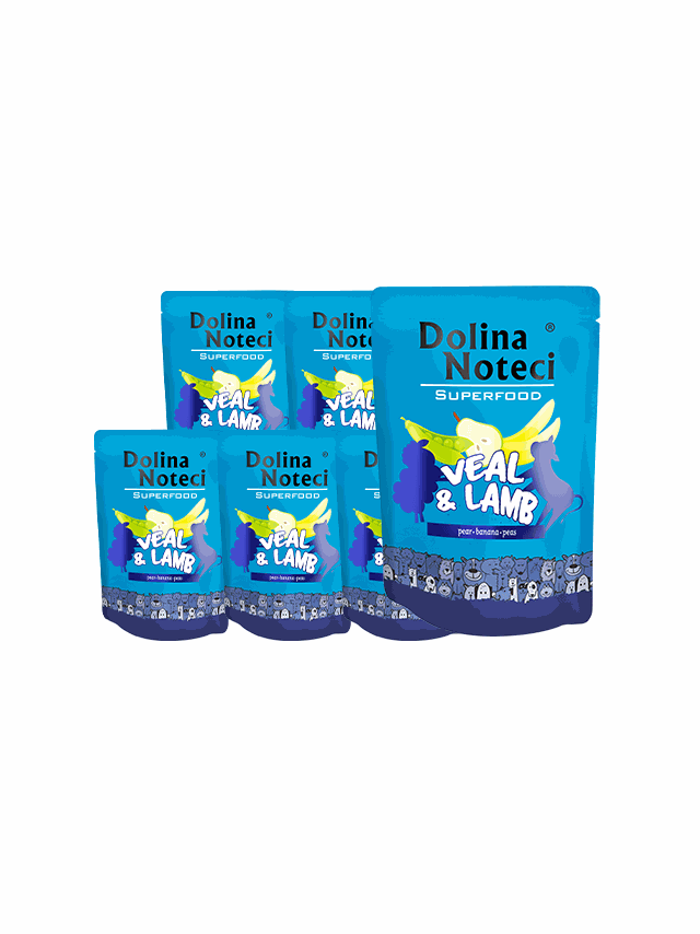 DOLINA NOTECI SUPERFOOD cielęcina i jagnięcina 10 x  300g - karma mokra dla psa