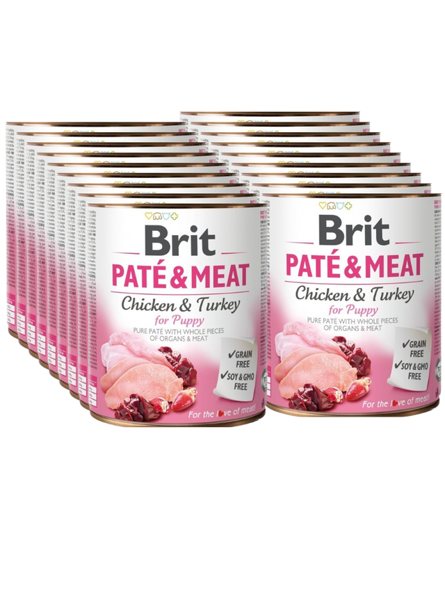BRIT PATÉ & MEAT CHICKEN & TURKEY FOR PUPPY 18x800g