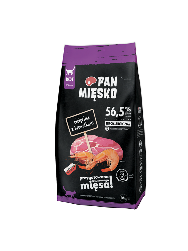 PAN MIĘSKO Cielęcina z krewetkami S 1,6kg dla kota