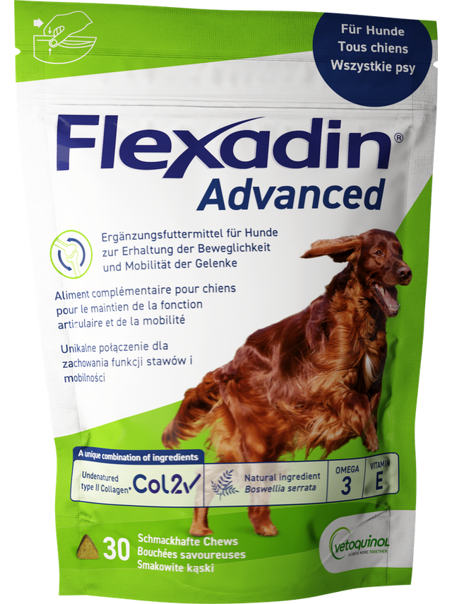 VETOQUINOL Flexadin Advanced Dietetyczna Karma Uzupełniająca Dla Psów  90g (30 kąsków)