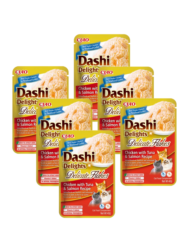 INABA Dashi Delights Delicate Flakes Chicken with Tuna & Salmon Recipe 6x40g