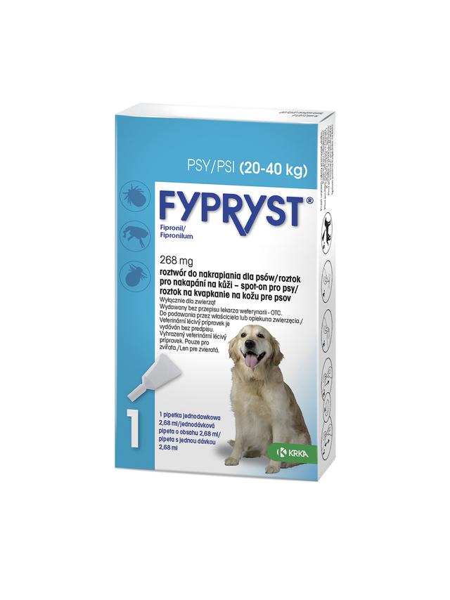 KRKA Fypryst Spot On krople na pchły i kleszcze dla psa 20-40 kg 268 mg/2,68 ml 1 pipeta