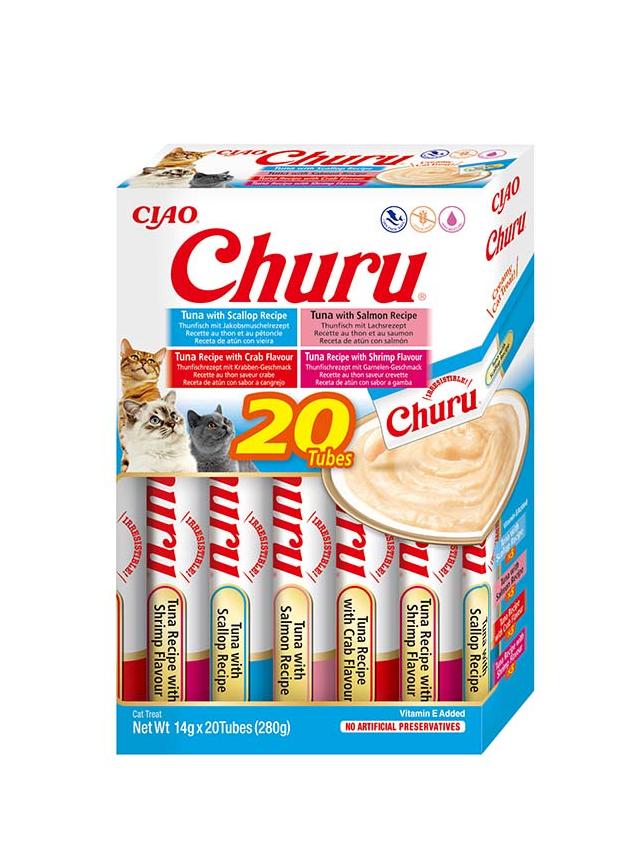INABA  Churu dla kota - mix smaków z tuńczykiem i owocami morza 20x14g