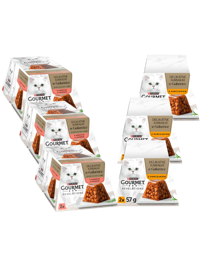 GOURMET Revelations Delikatne Kawałki w Galaretce Mix Smaków 6x(2x57g)