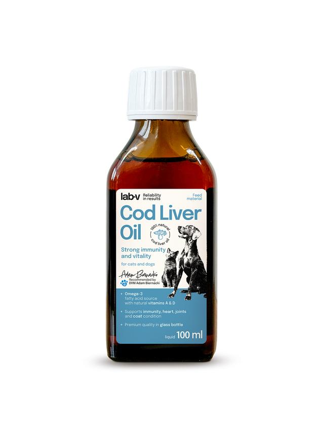 Lab-v Cod Liver Oil – Olej z wątroby dorsza 100% dla psa i kota 100 ml