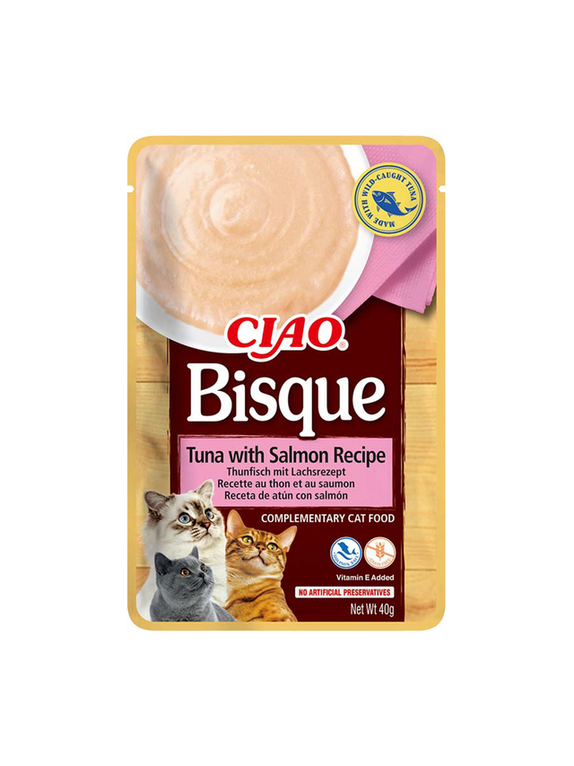 INABA  Cat Ciao Bisque -karma uzupełniająca dla kota o smaku tuńczyka i łososia 40g