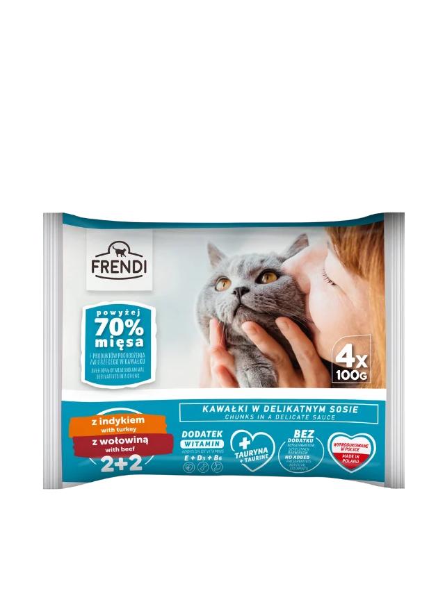 Frendi Flow Pack karma mokra dla kota indyk z wołowiną 4x100g