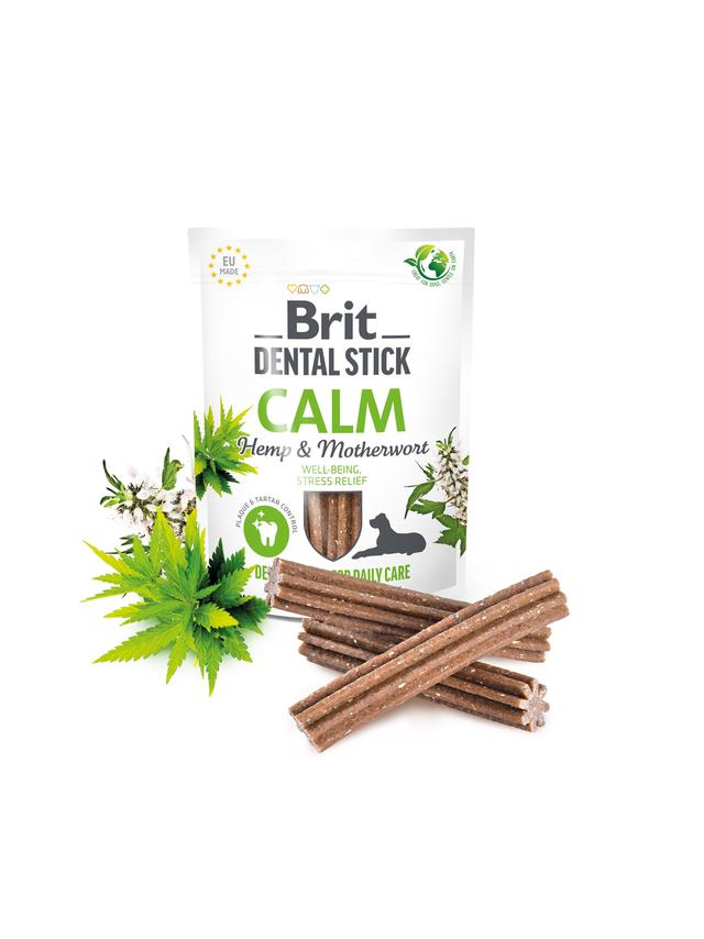 BRIT CARE Dog Dental Stick Calm with Hemp & Motherwort 7szt (251g)