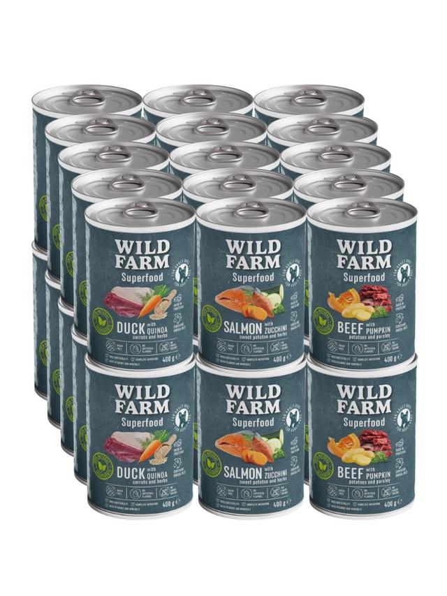 WILD FARM Superfood Mix Smaków 30x400g bezzbożowa karma dla psa