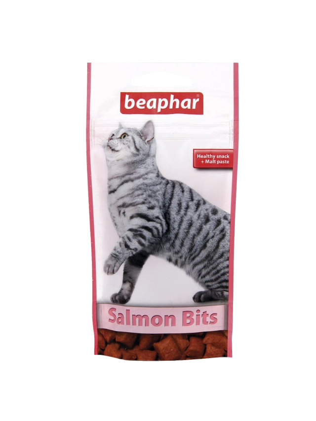 Beaphar SALMON BITS 35G - przysmak o smaku łososia z malt pastą dla kotów