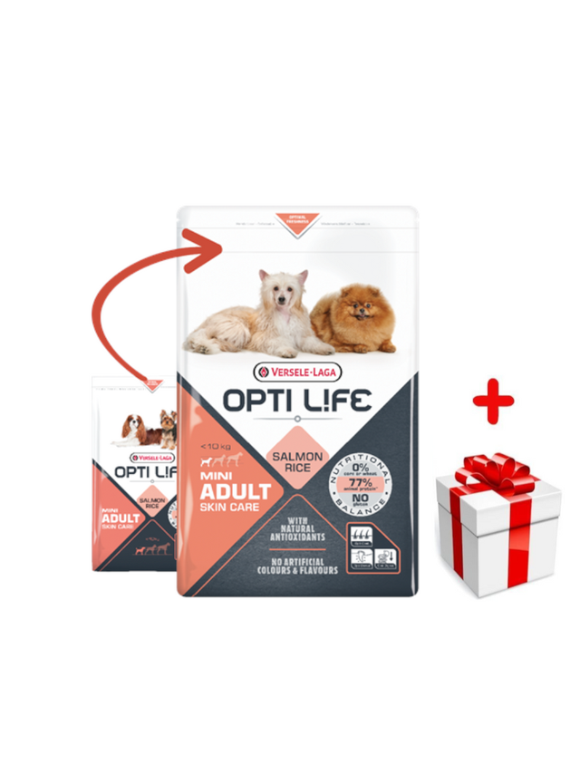 VERSELE-LAGA Opti Life Adult Skin Care Mini 7,5kg + niespodzianka dla psa GRATIS!