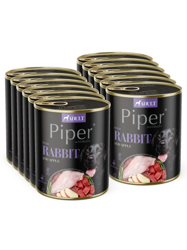 DOLINA NOTECI Piper dla psa z królikiem i jabłkiem 12x800g