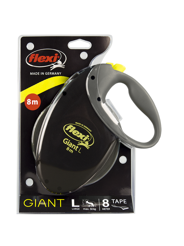 FLEXI Smycz oryginalna Giant L taśma 8m do 50 kg - czarna