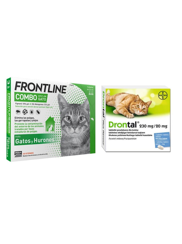 FRONTLINE Combo Spot-On koty pipeta (3x0,5ml) + Drontal - preparat przeciwpasożytniczy dla kotów 2tabl.