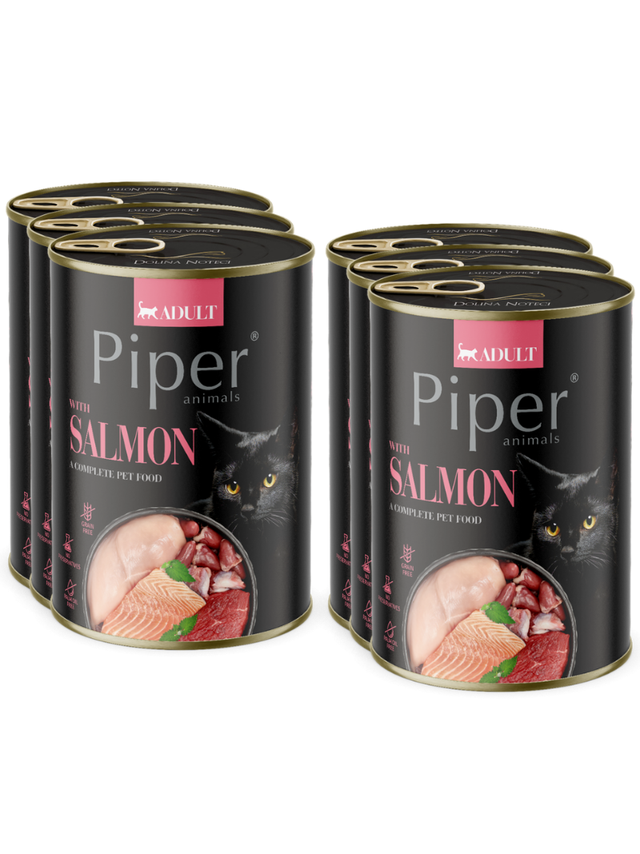DOLINA NOTECI Piper dla kota z łososiem 6x400g