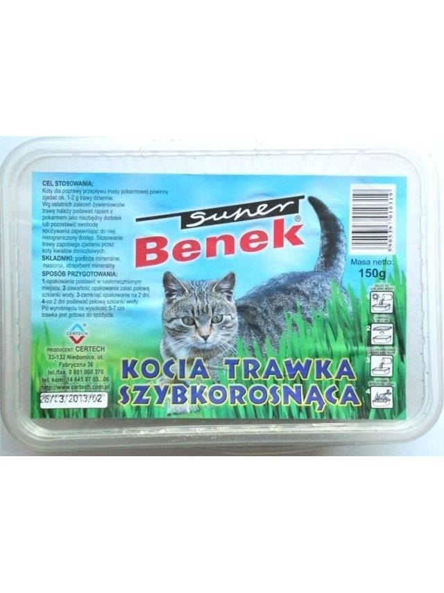 SUPER BENEK Trawka szybkorosnąca dla kota 150g w plastikowym pudełku