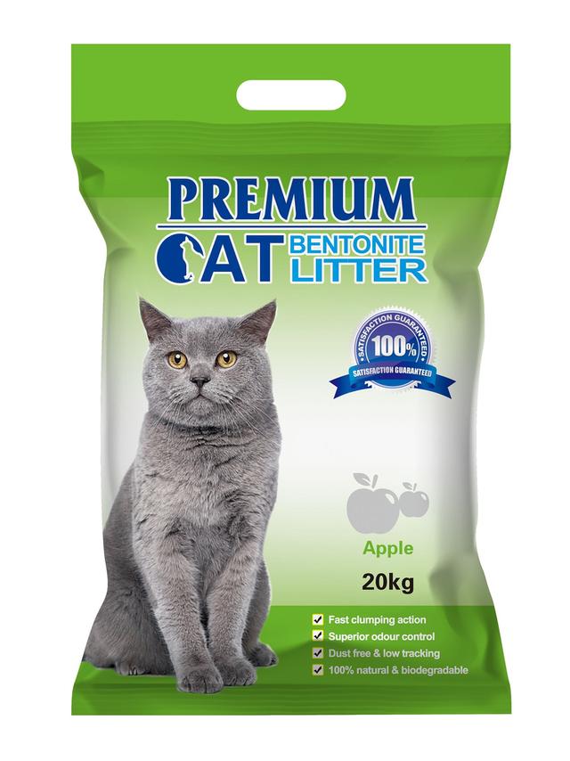 Premium Cat Żwirek Bentonitowy Zbrylający - Jabłkowy dla kota 20kg