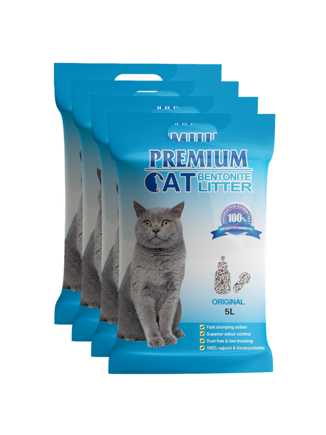 Premium Cat Żwirek Bentonitowy Zbrylający - Naturalny dla kota 4x5L