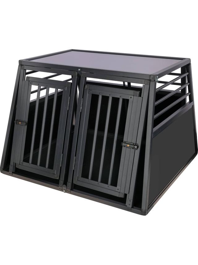 Kerbl Klatka transportowa dla psa, 92 x 97 x 68 cm, 2-drzwiowa, aluminiowa, grafit