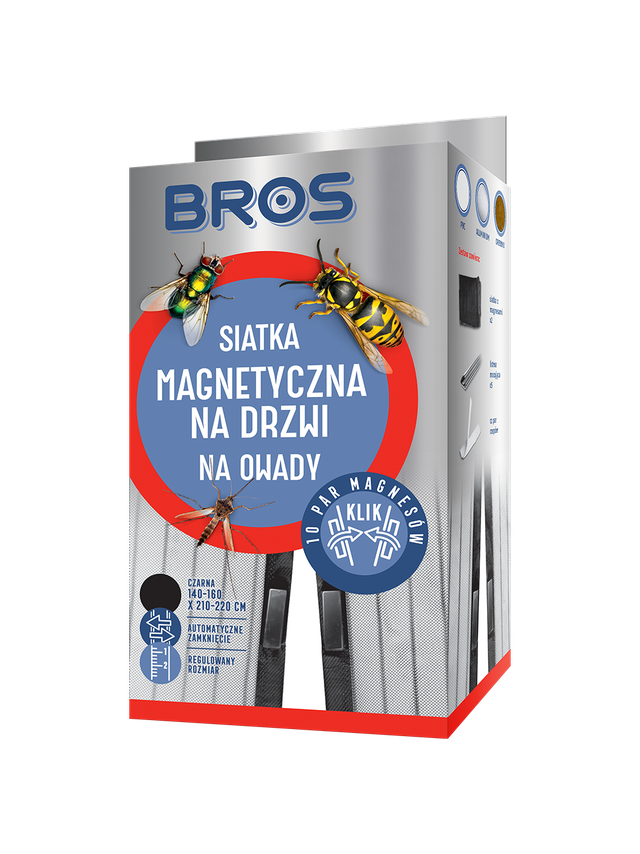 BROS - Siatka magnetyczna na drzwi KLIK! 160x220 (czarna)