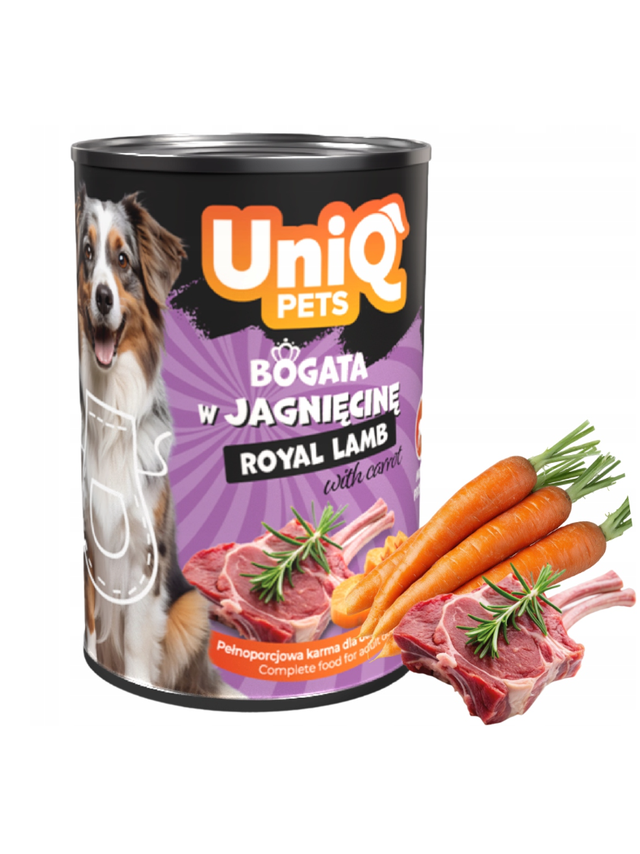 UNIQ PETS Mokra Karma dla psa ROYAL LAMB 375g jagnięcina