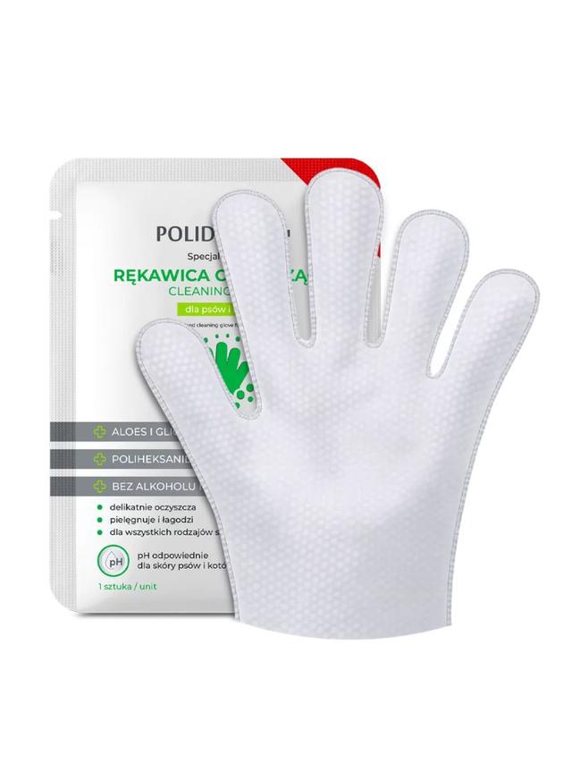POLIDERM® RĘKAWICA CZYSZCZĄCA – rękawica nasączona delikatnym płynem czyszczącym dla psów i kotów 1 szt.