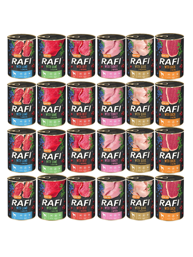 DOLINA NOTECI Rafi dla psa mix smaków 24x400g