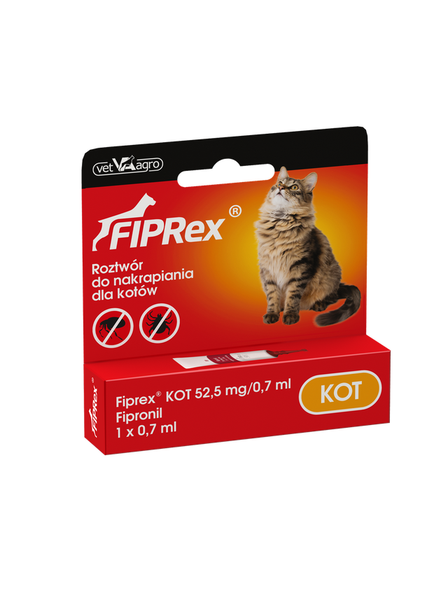 Fiprex KOT, 52,5 mg/0,7 ml, roztwór do nakrapiania dla kotów