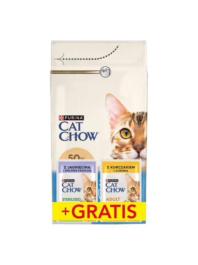 PURINA Cat Chow 3in1 Karma bogata w indyka 1,5kg + 2 saszetki GRATIS