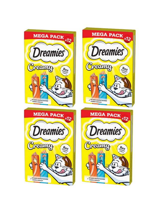 DREAMIES Creamy z kurczakiem i z łososiem 4x(12x10g)