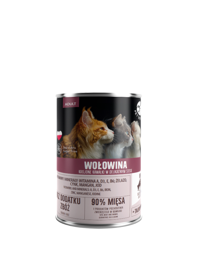 PetRepublic kawałki w sosie z wołowiną 400g dla kota