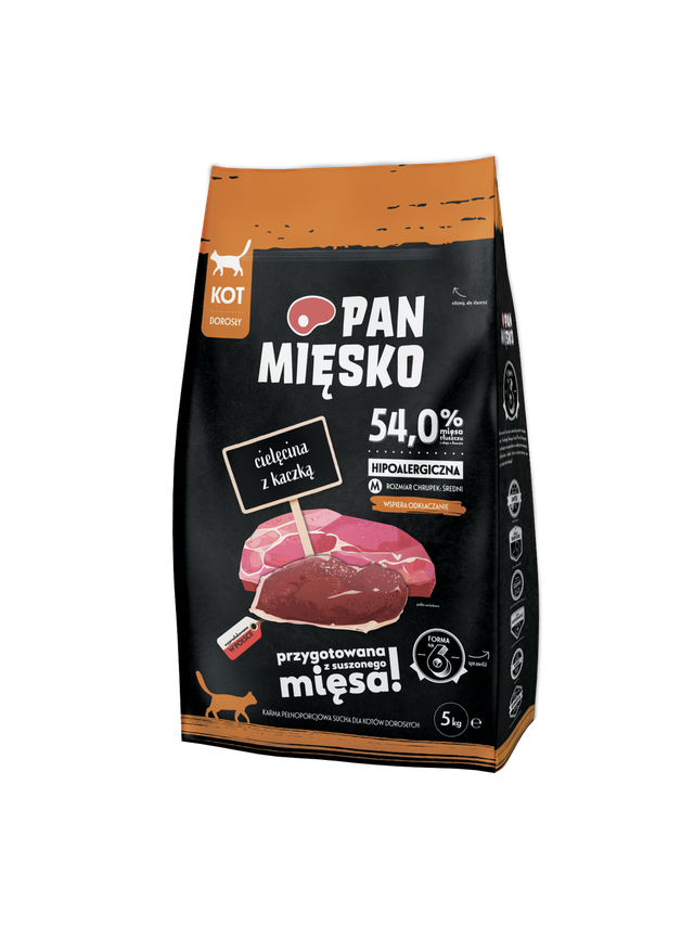 PAN MIĘSKO Cielęcina z kaczką M 5kg dla kota