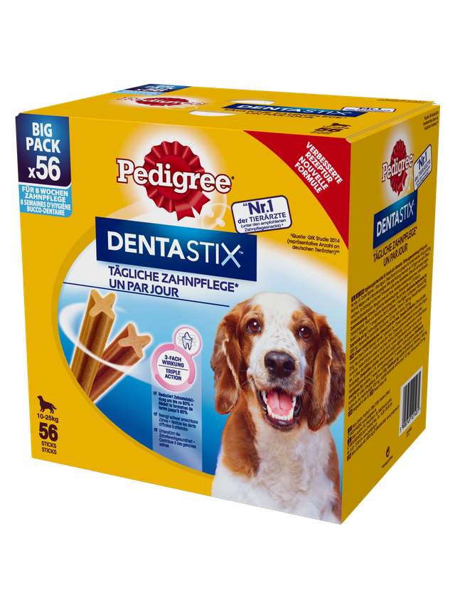 PEDIGREE DentaStix (średnie rasy) przysmak dentystyczny dla psów 56 szt. - 8x180g