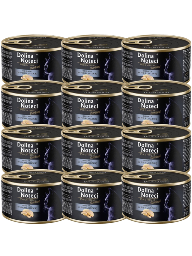 DOLINA NOTECI Premium Sterilised dla kota bogata w perliczkę 12x185g