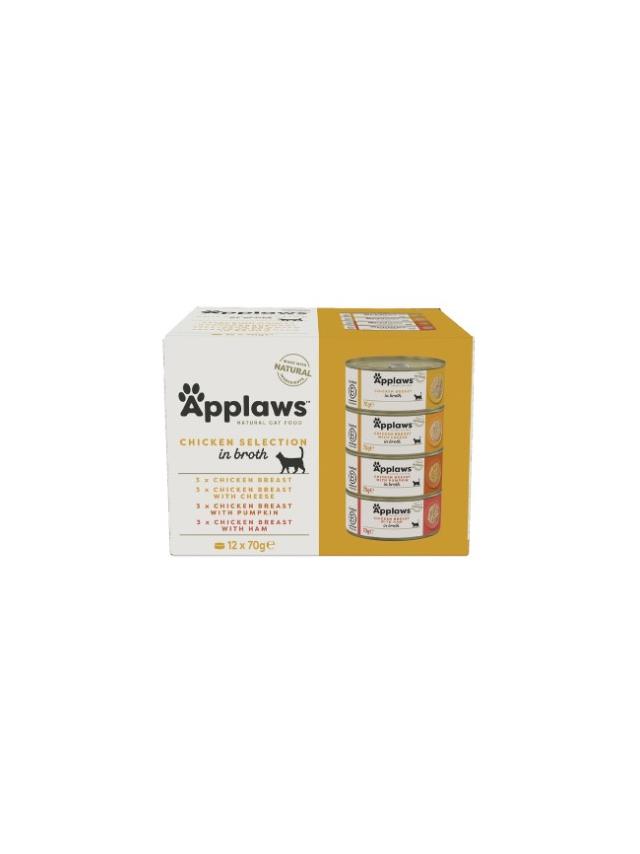 Applaws Multipack Puszki w bulionie dla kota Chicken selection 12x70g PUSZKA