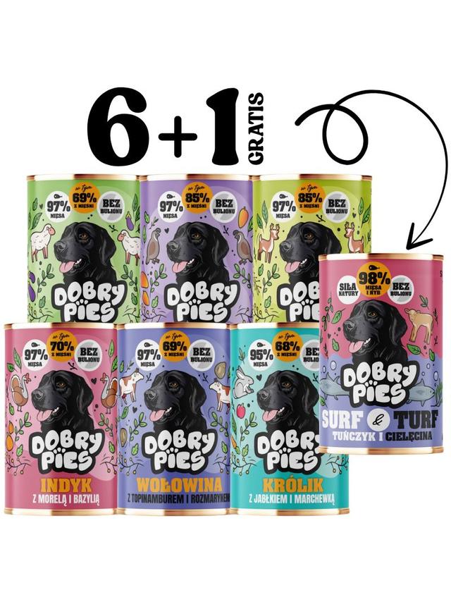 Dobry Pies mix smaków 6x400g + 400g GRATIS
