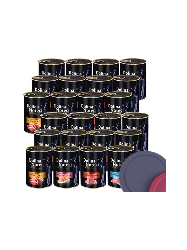 Dolina Noteci Premium dla kota mix smaków 24x400g + 3 pokrywki na puszki