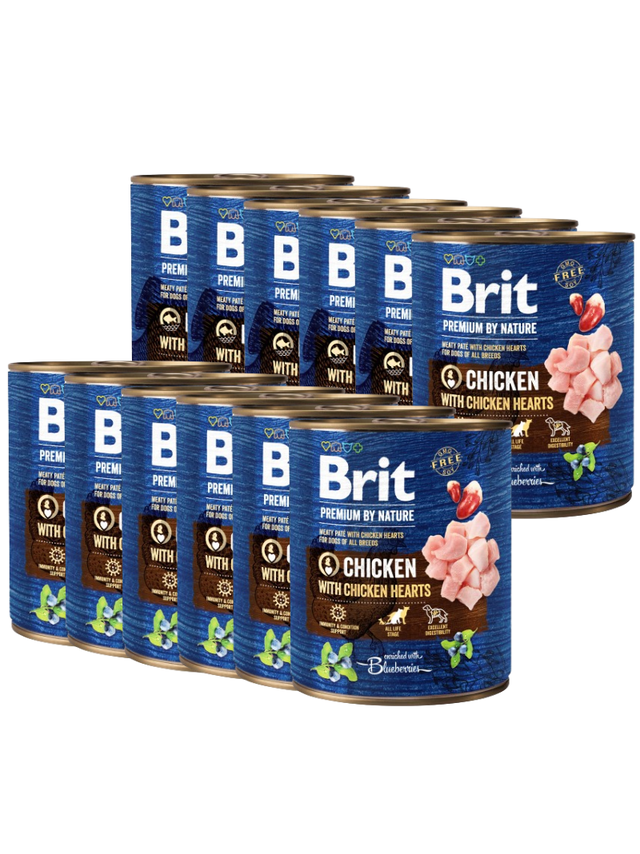 Brit Premium by Nature Chicken With Chicken Hearts 12x800g