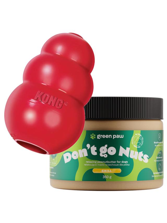 KONG Classic L + Green Paw Don’t go Nuts 350g - Masło orzechowe z CBD dla psów (Human Grade)
